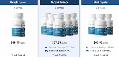 Advanced Vision Formula pricing details