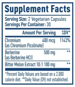NativePath Native Berberine Supplement Facts.