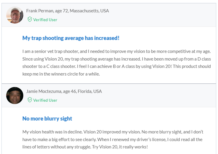 Vision 20 Customers Reviews