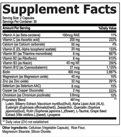 Xetina 20 Supplement Facts